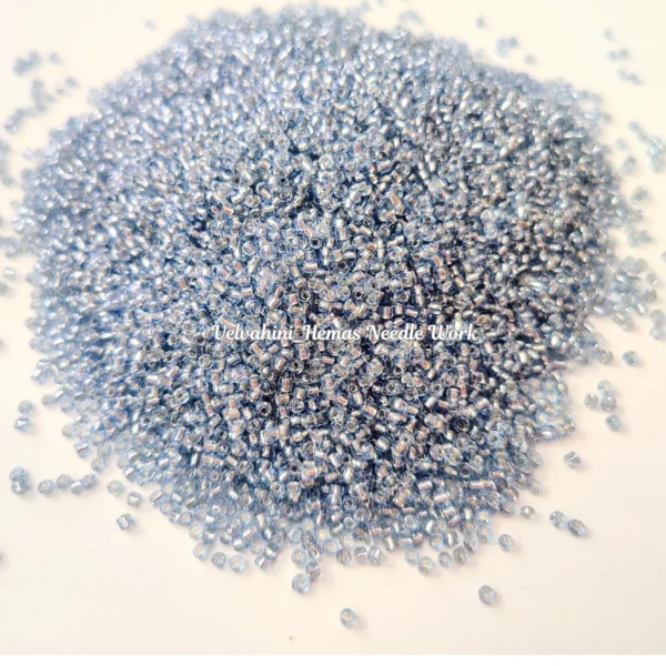 Premium Glass Sugar Beads_Siver Blue