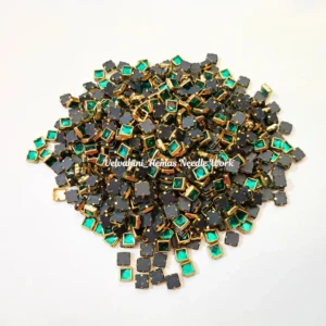 4*4 Square Kundan_Peacock Green