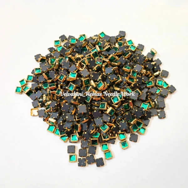 4*4 Square Kundan_Peacock Green
