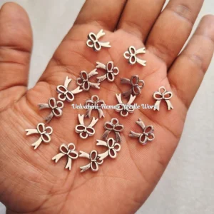 Silver Metal Bow Charms